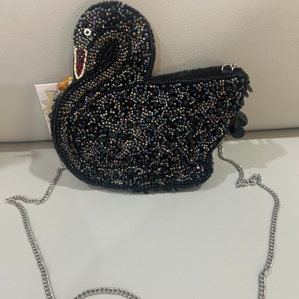 From India to You Black Swan Beaded Sequin Bag Crossbody Tik Tok Viral RARE NWT - Picture 6 of 6
